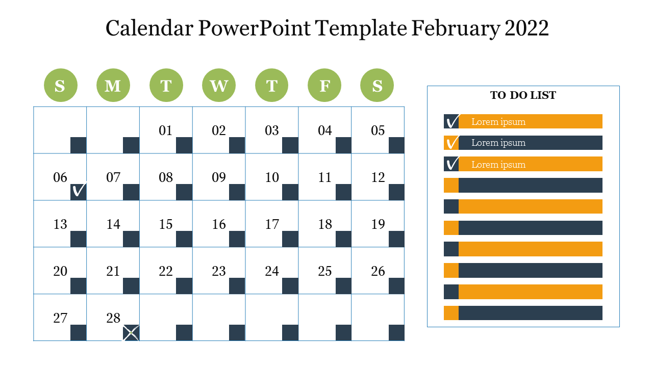 Calendar PowerPoint Template February 2022